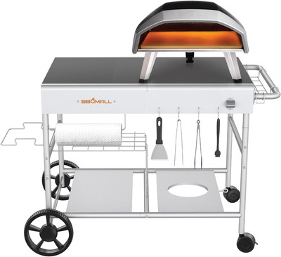 Movable BBQMall Upgraded Pizza Oven Cart Table for Ooni Koda/Karu/Fyra 16 & 12