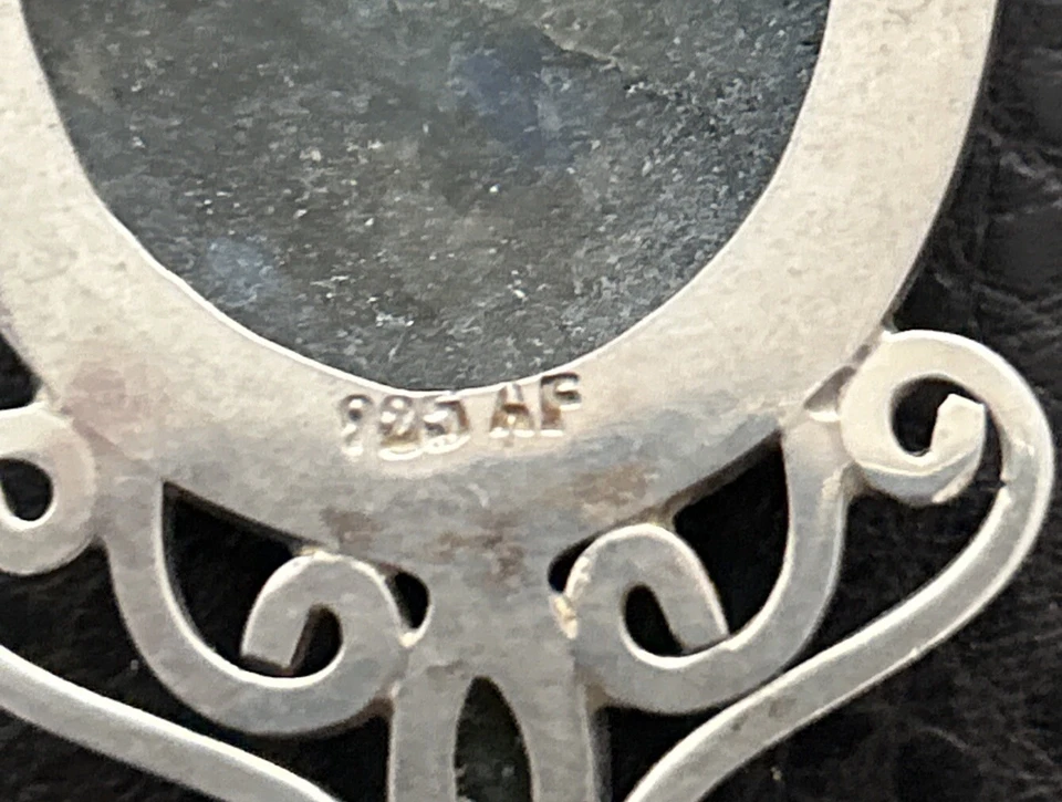 Colgante de piedras preciosas de peridoto labradorita enorme de plata de ley fina de diseño AF 925 Foto 4 de 4