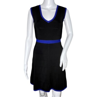 INC International Concepts Dress Womens XS Black Blue Bandage Party  Cocktails | eBay