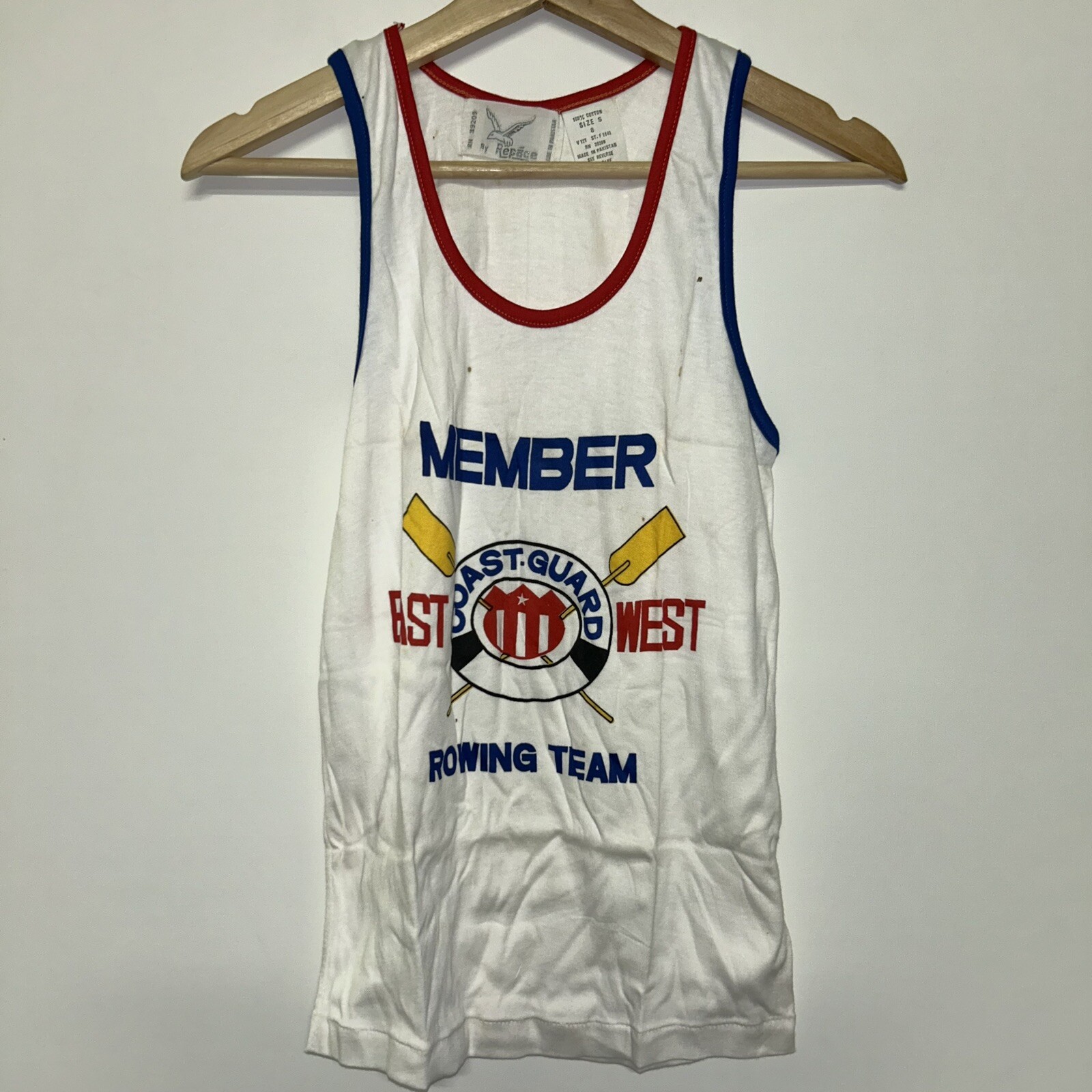 FILA Maglietta vintage anni '80 Guardia Costiera squadra di canottaggio stock morto taglia small