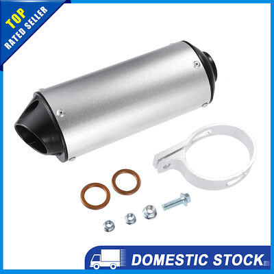 Universal 28mm 1.1 inch Silver Tone Exhaust Silencer Muffler Pack of 1