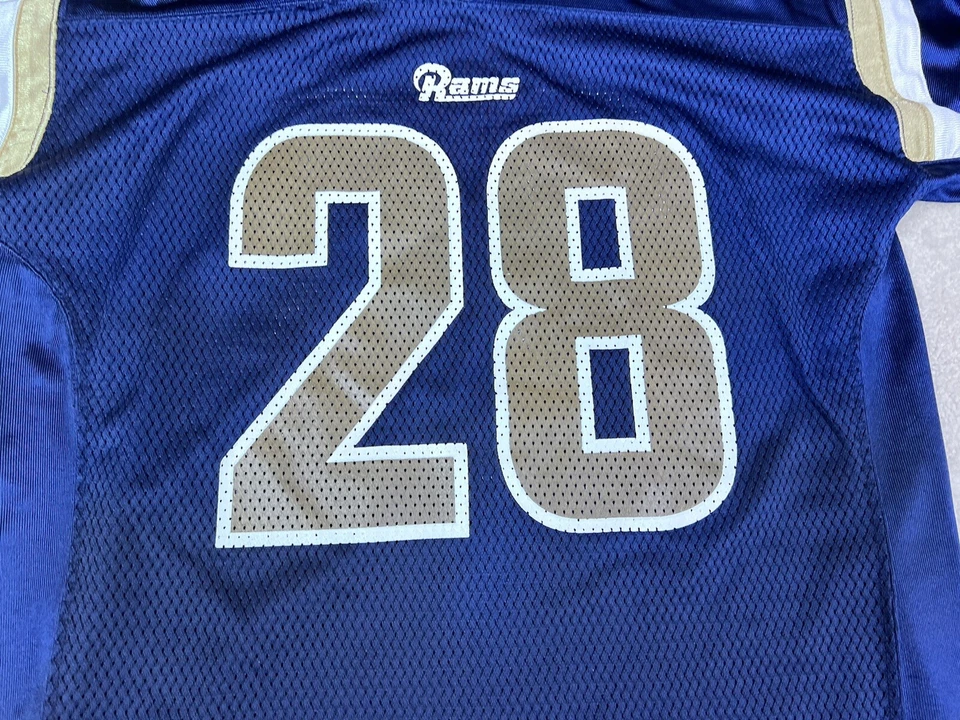 Marshall Faulk St.Louis Rams 球衣 男孩 大号 蓝色 Nike Swoosh 复古 儿童 — 第 2/4 张图片