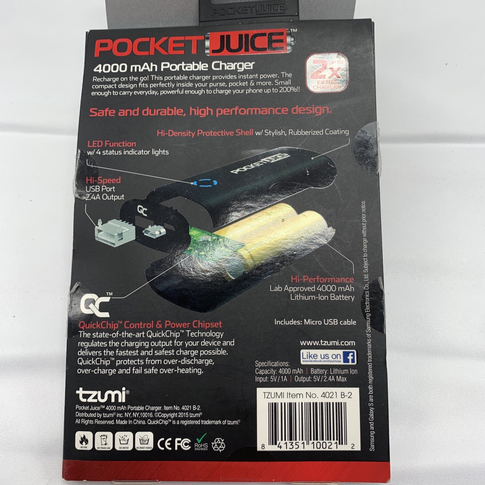 Tzumi Pocket Juice 4000 mAh 5V Safe Fast Mini Portable USB Phone Charger BLACK eBay