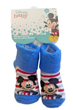 DISNEY BABY MICKEY MOUSE 1 Pair 0-12 Months Cotton Blend Sock Booties NWT