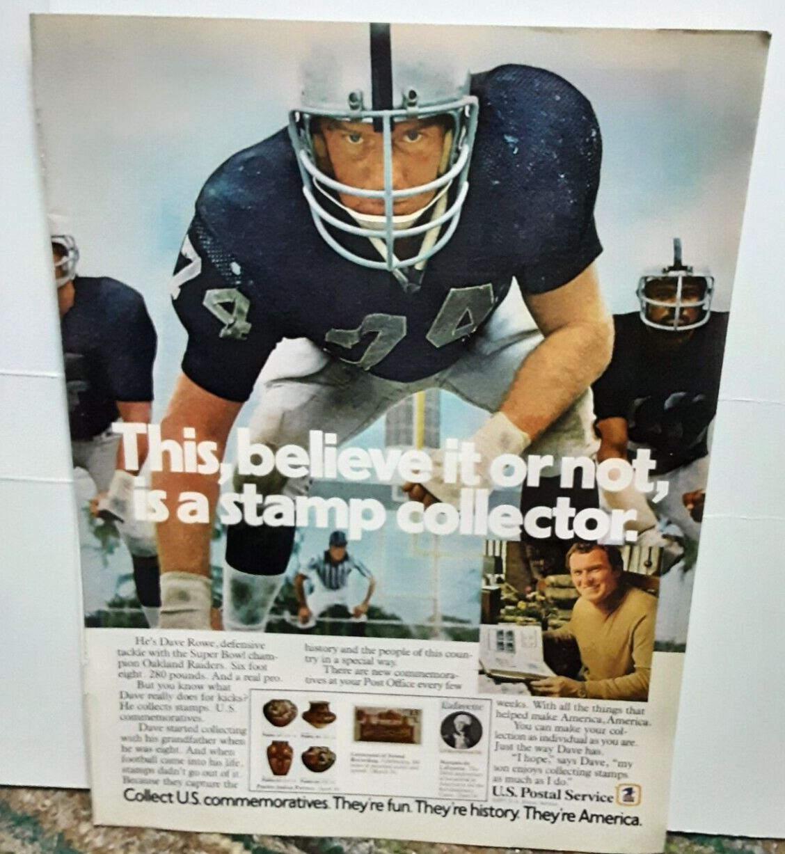 1977 US Postal Service Dave Rowe Oakland Raiders Original Print Ad ...