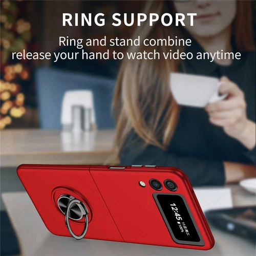For-Samsung Galaxy Z Flip 4 3 5G Slim Matte Hard Case with Ring+Screen Protector - Picture 44 of 94