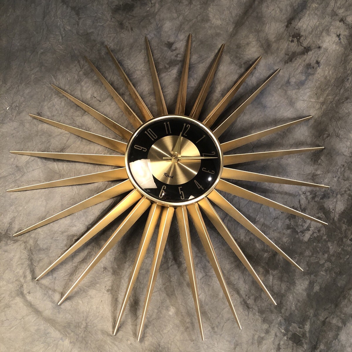Kirch RETRO Mid Century Modern Sun Sunburst Wall Clock Metal 24