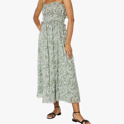 En Saison Anthropologie Sole Abstract Print Midi Sundress In Sage Women's