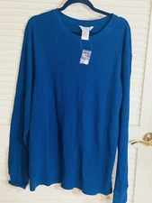 Thermal Blue Shirt Large the Company Store Men Long Sleeve NWT