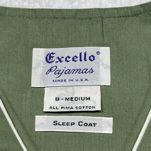 1960s Vintage Sleep Coat Men Medium Pima Cotton Belted Green USA Excello Robe - Picture 2 of 9