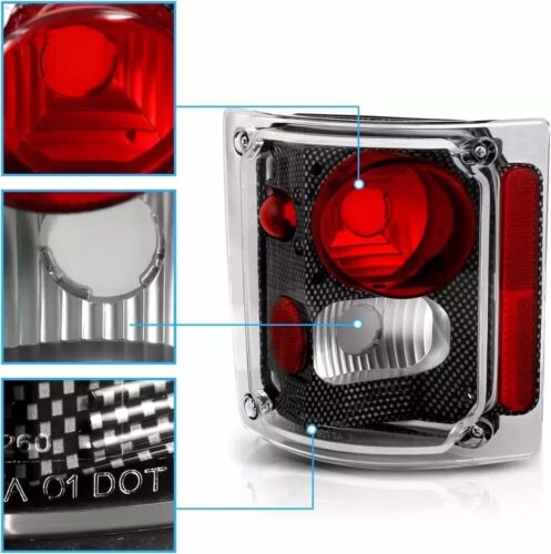 Carbon Black Housing Brake Tail Lights Set for 1973-1991 Chevy/Gmc Full Size Bla - Picture 5 of 6