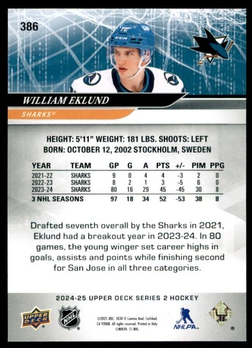 2024-25 UPPER DECK SERIES 2 HOCKEY BASE #301-400 *U-PICK* (PICK from List) - Picture 274 of 402