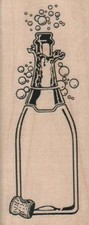 Champagne Bottle 1 1/2 x 3 1/22" Rubber Stamp, Food and Drink, Champagne