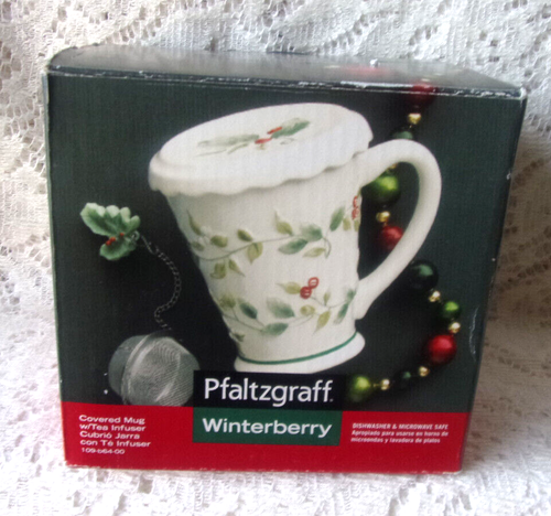 Pfaltzgraff Winterberry Covered Mug With Tea Infuser New in Box! - Picture 2 of 7