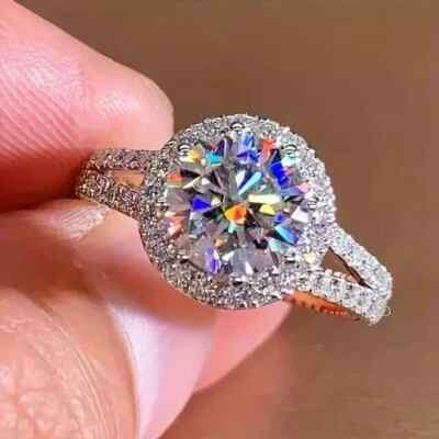 3Ctw Simulated Diamond Halo Engagement Ring 935 Silver LIFETIME WARRANTY