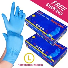 200 SunnyCare Nitrile Exam Gloves Powder Free (Non Vinyl Latex) Size: L  