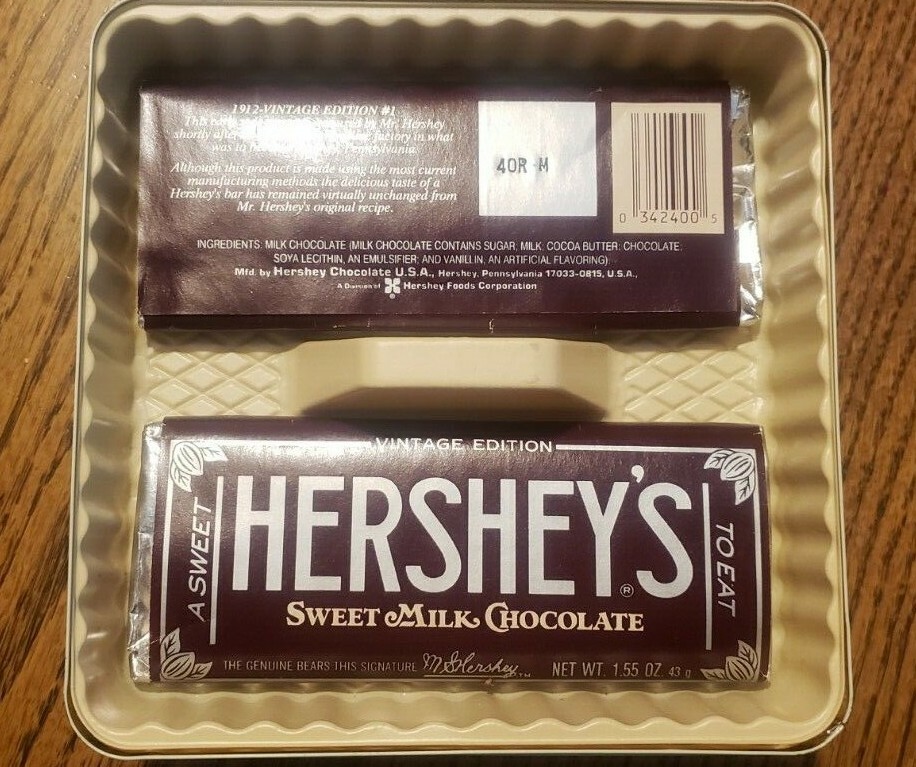 HERSHEY'S MILK CHOCOLATE CANDY BAR 1912 VINTAGE EDITION #1 TIN