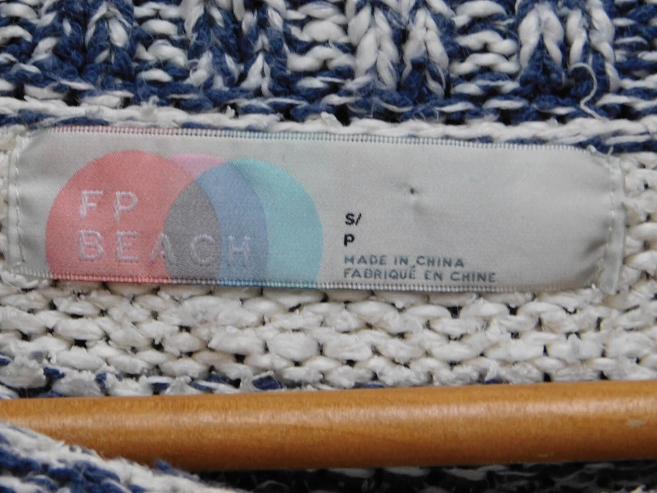 Free People FP Playa Grueso Tejido Suéter Largo Grande Vestido Azul Rayas S Foto 3 de 4