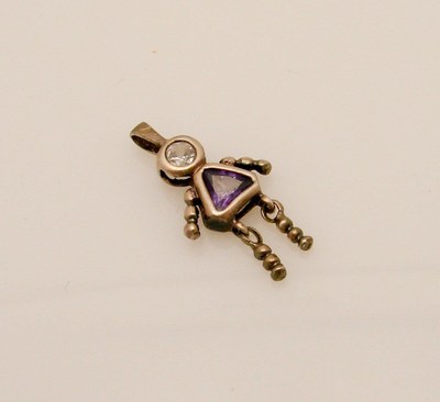 Amethyst 925 Sterling Silber Mensch Anhänger Unikat