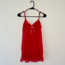 Victoria's Secret Babydoll Sheer Lace Mini Slip Dress Sz M