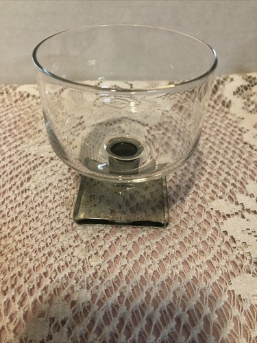 4 Federal Glass Sherbet Glasses Nordic Midnight Smoke Square Base Stemware MCM - Picture 3 of 7