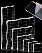 7 Pieces Acrylic Stamp Block, Assorted Sizes Clear Stamping Blocks Tools with G