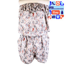 New Next Grey Snake Print Ruffle Strapless Romper Playsuit with Pockets Size 16