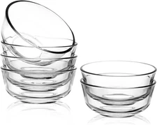 6 Pack 8oz Glass Bowls Small Dessert Snack Prep Dipping Serving Kitchen Set