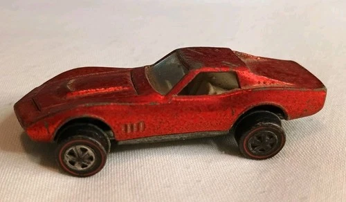 Vintage 1968 Hot Wheels Redline Custom Corvette Red US for parts or restoration
