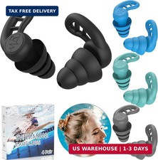 Swimming Ear Plugs for Adults, 4 Pairs Reusable Silicone Waterproof Colorful Swi