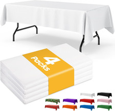 White Plastic Tablecloth 4 Pack 54 x 108 Rectangle Covers for 6FT Party Tables 4