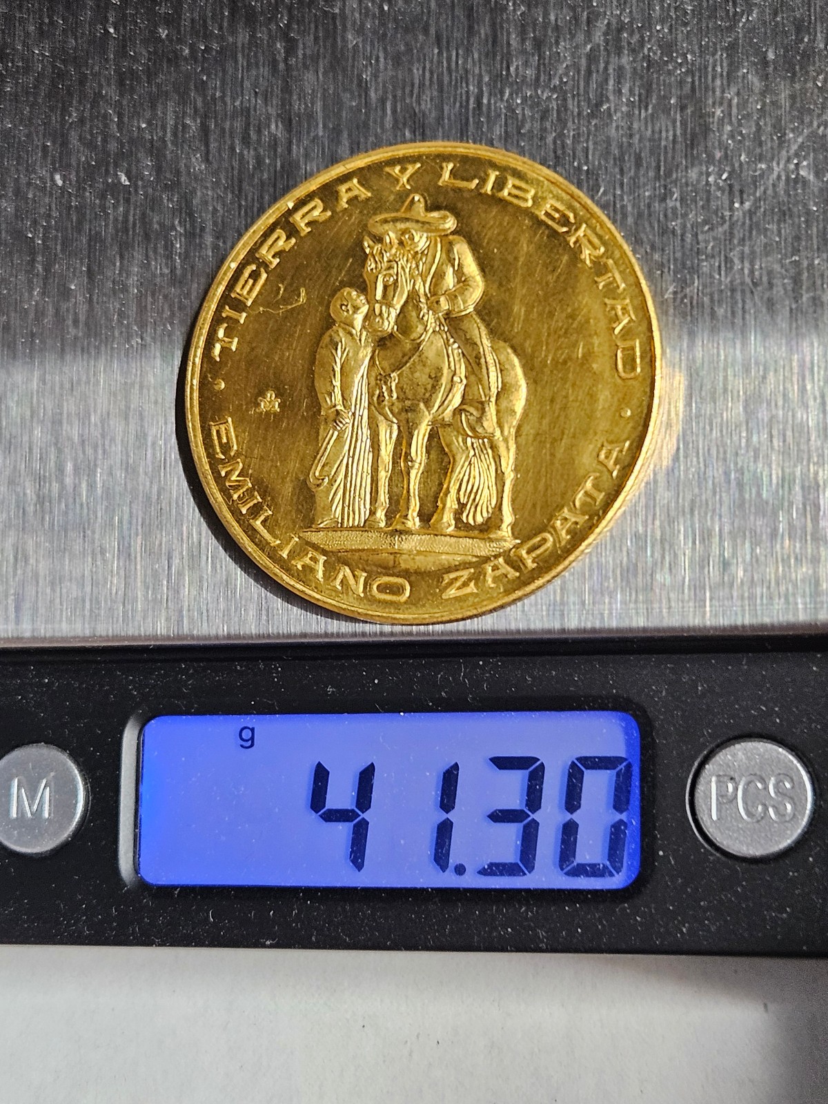 🌟 1961 Mexican EMILIANO ZAPATA Mexico Mint Gold Grove P-378 Medal (1.195 AGW)