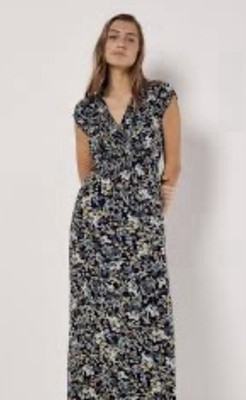 QED London Floral Wrap Maxi Dress Size AU 14 Short Sleeve VNeck RRP$95