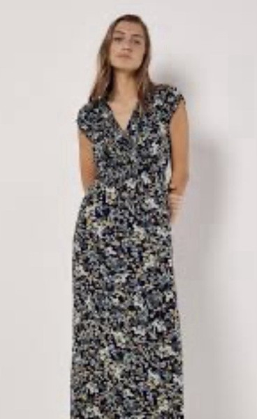QED London Floral Wrap Maxi Dress Size AU 14 Short Sleeve VNeck RRP$95