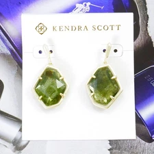 Clearance!! NWOT Kendra Scott Dax Sage Mica Drop Earrings Gold tone