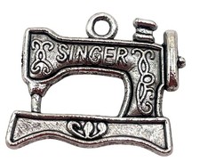 Singer Sewing Machine Charms Pendants Antique Silver Jewelry Making Lot Of 8