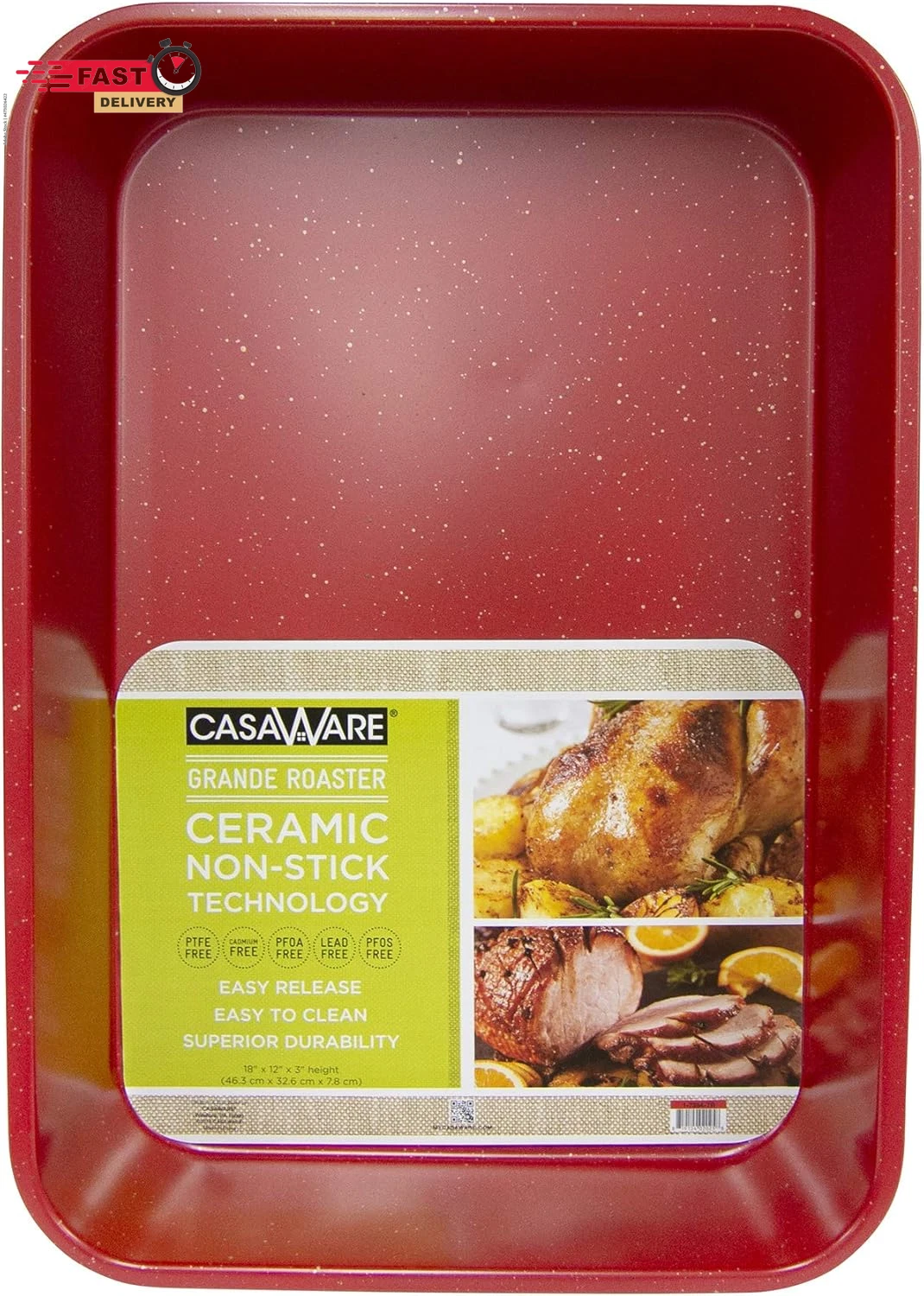 Casaware Grande Lasagna/Roaster Pan 18 X 12 X 3-Inch - Extra Large, Ceramic Coat