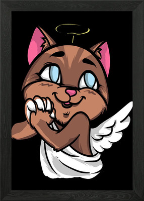Engel Katze Kätzchen Kätzchen gerahmtes Wandbild Poster Leinwanddruck Bild