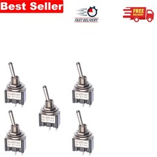 Pack of 5 Mini On/Off SPST Toggle Switches - 3A 250V for Electronics Projects