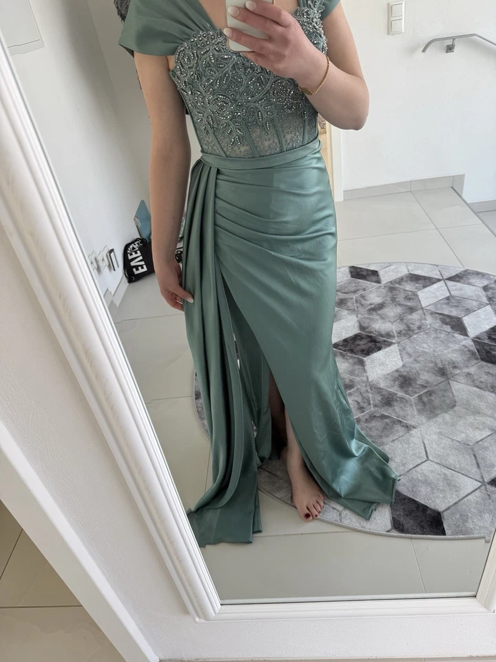 Abendkleid Lang Mintgrün Größe 38 - Bild 3 von 4