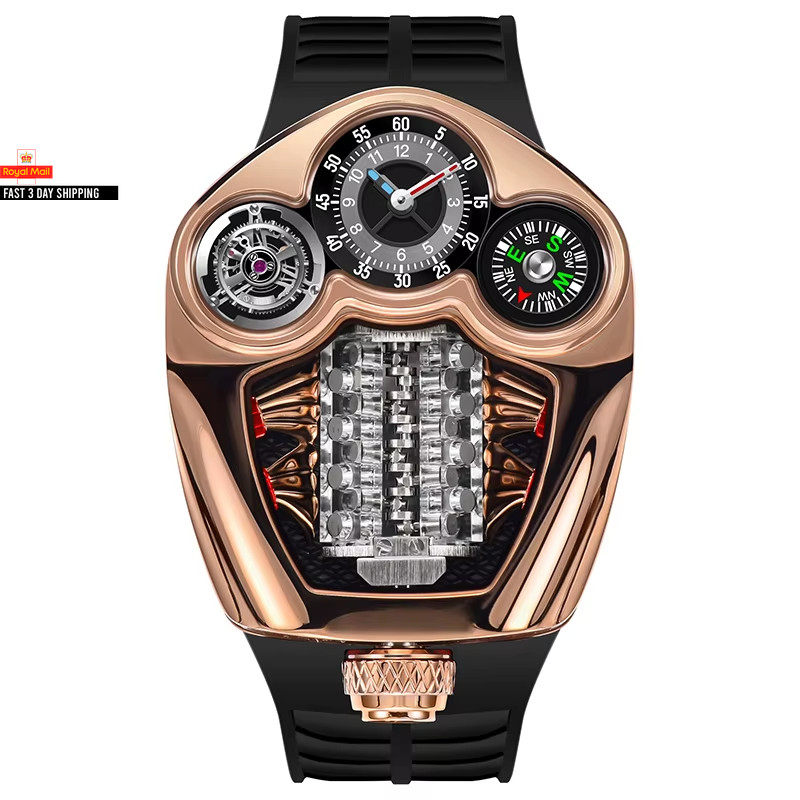 2025 PINDU Casual Fashion Men'S Quartz Watch 50ATM Silicone Men'S Watch Multifun