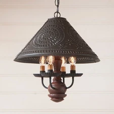Irvins Tinware Homespun Shade Light in Americana Red