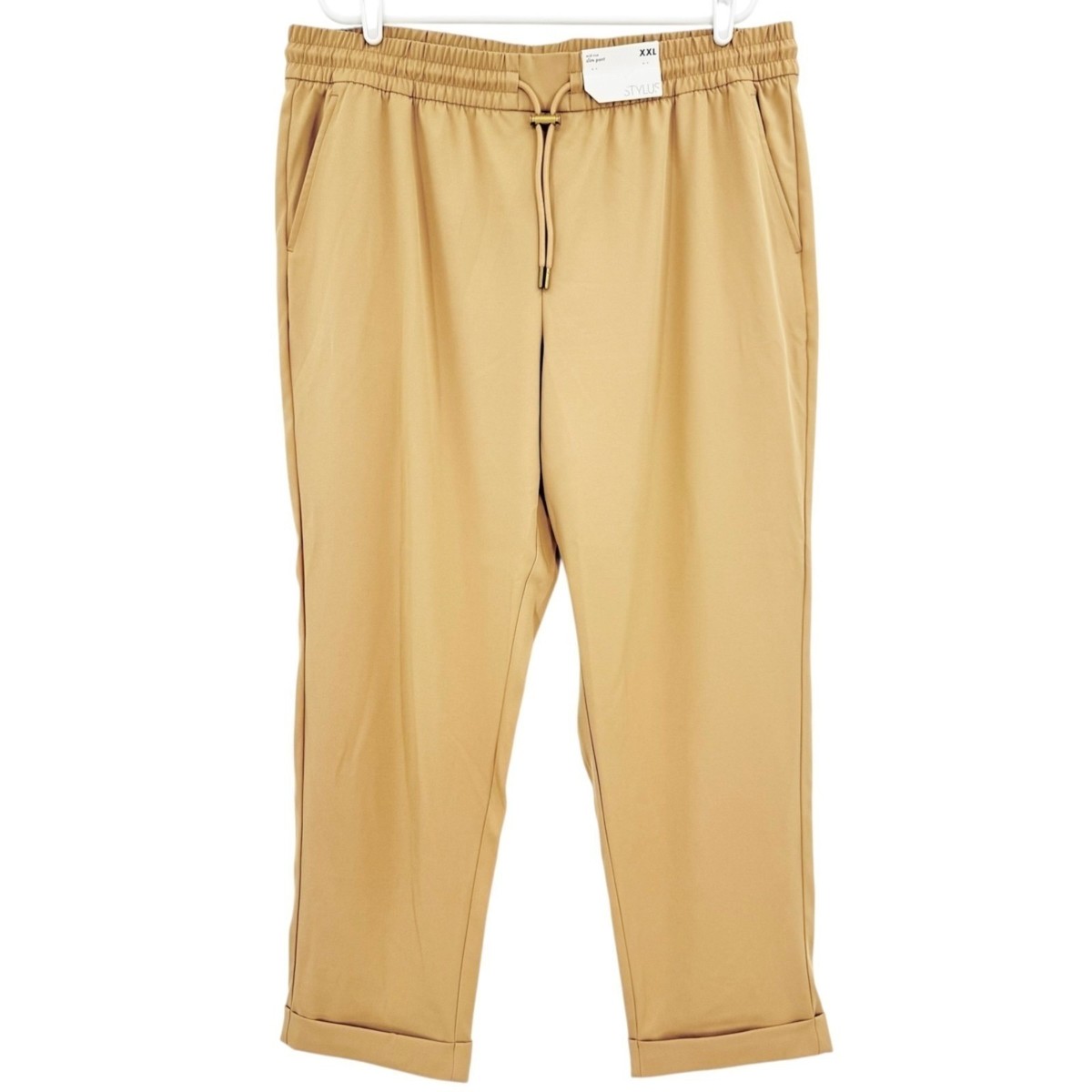 新品　salsation Slim-Fit Drawstring Pants NWT Stylus Women's Pull-on Mid-Rise Elastic/Drawstring Ice Coffee