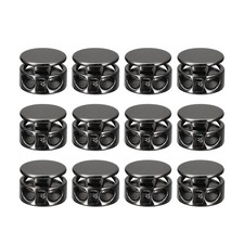 12pcs Metal Spring Cord Locks Fastener Toggles Stopper Black