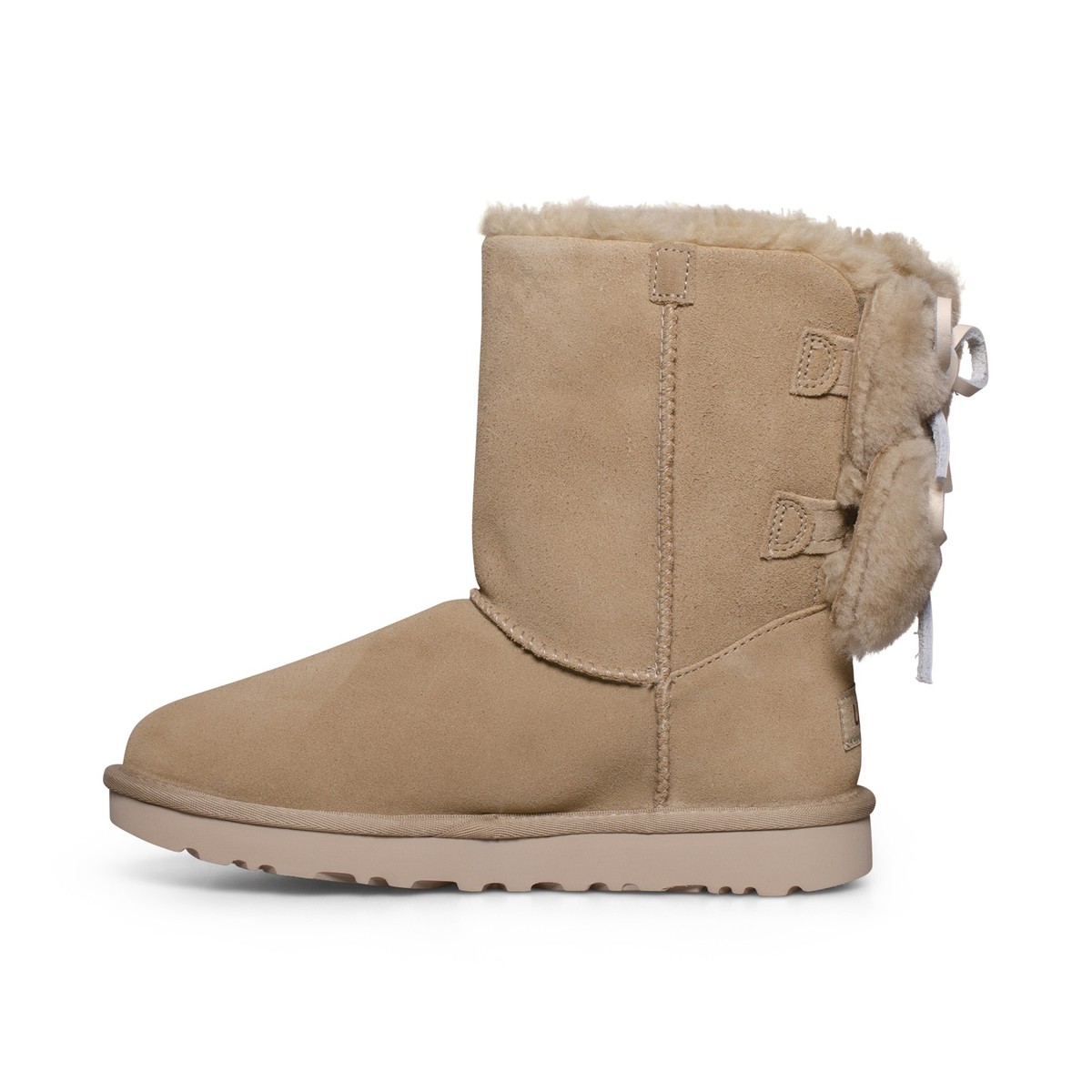 UGG CLASSIC DOUBLE BOW SHORT MUSTARD SEED SUEDE WOMEN'S