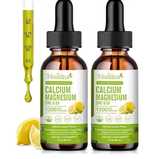 2x Calcium Magnesium Zinc Liquid High Absorption Plant Calcium Supplement