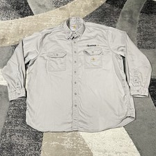 Carhartt FR Work Shirt Men 3XL Gray Twill Flame Resistant CAT2 2112 Heavy Logo