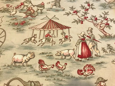 2 DRAPES Just one pair, 5th Avenue Child's Print Topsy Turvy Antique Red Toile