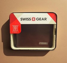 Swiss Gear RFID Brown Leather Wallet   New in Tin Storage Wear on Case 
