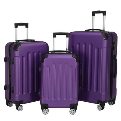 Luggage Set ABS Hardshell Suitcase Spinner Wheels TSA Lock 20''/24''/28'' Purple